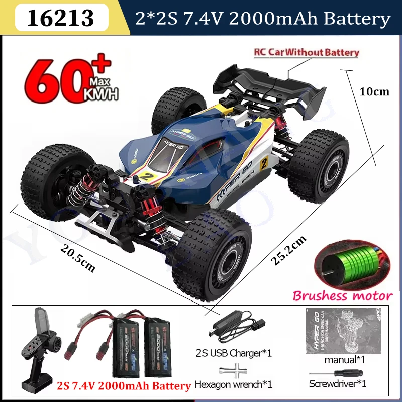 MJX Hyper Go 16212 16213 16218 1/16 4WD RC Car 60KM/H Brushless RC Racing Car 2.4G Remote Control Cars Off-Road Truck Toys image 3