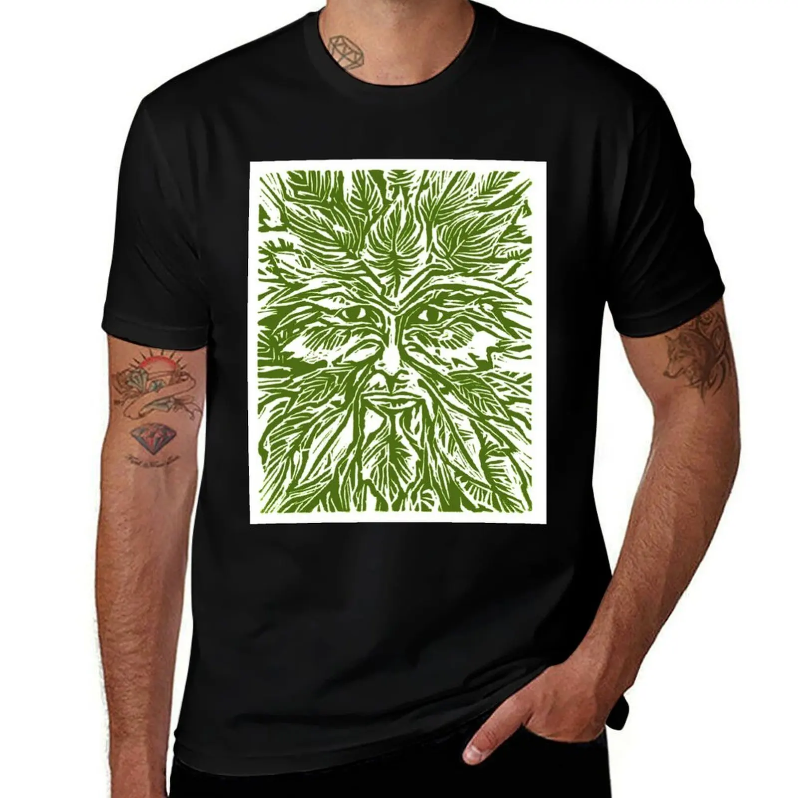 

Green Man T-Shirt Casual Loose Fit Summer Tee Shirt