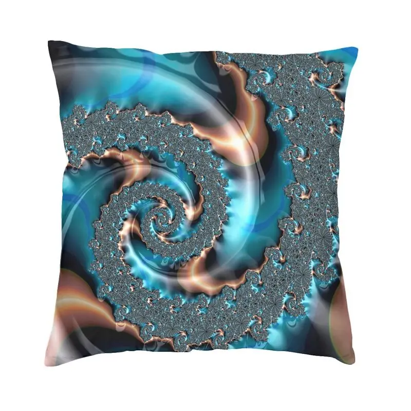 Vibrant Turquoise Geometric Patterns Throw Pillow Case Decoration 3D Two Side Print Teal Swirling Beauty Cushion Cover for Sofa