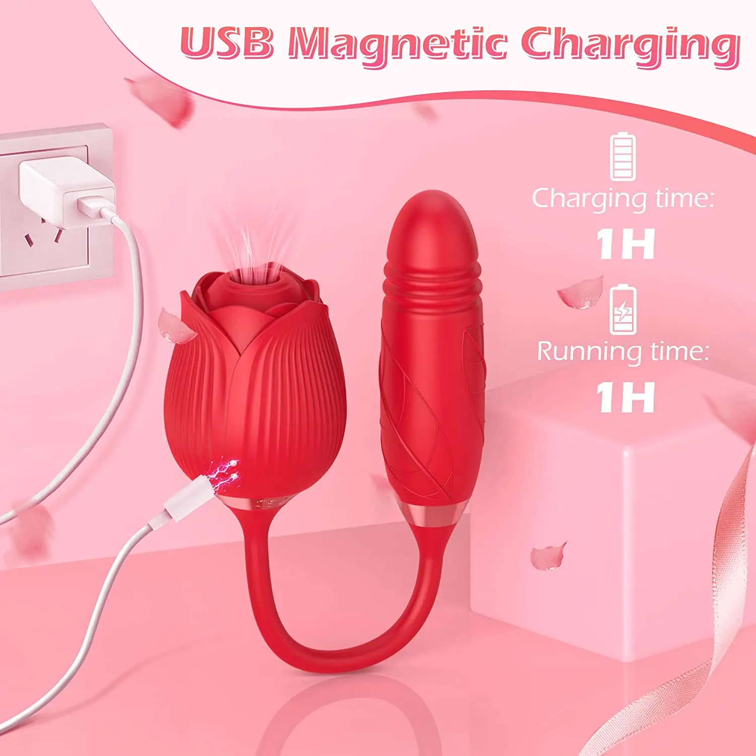 Clitoris Sucker Dildo Rose Vibrator ของเล่นสำหรับผู้หญิงสูญญากาศกระตุ้นรักไข่ยืดดูดผู้ใหญ่สินค้าของเล่นเพศหญิ...