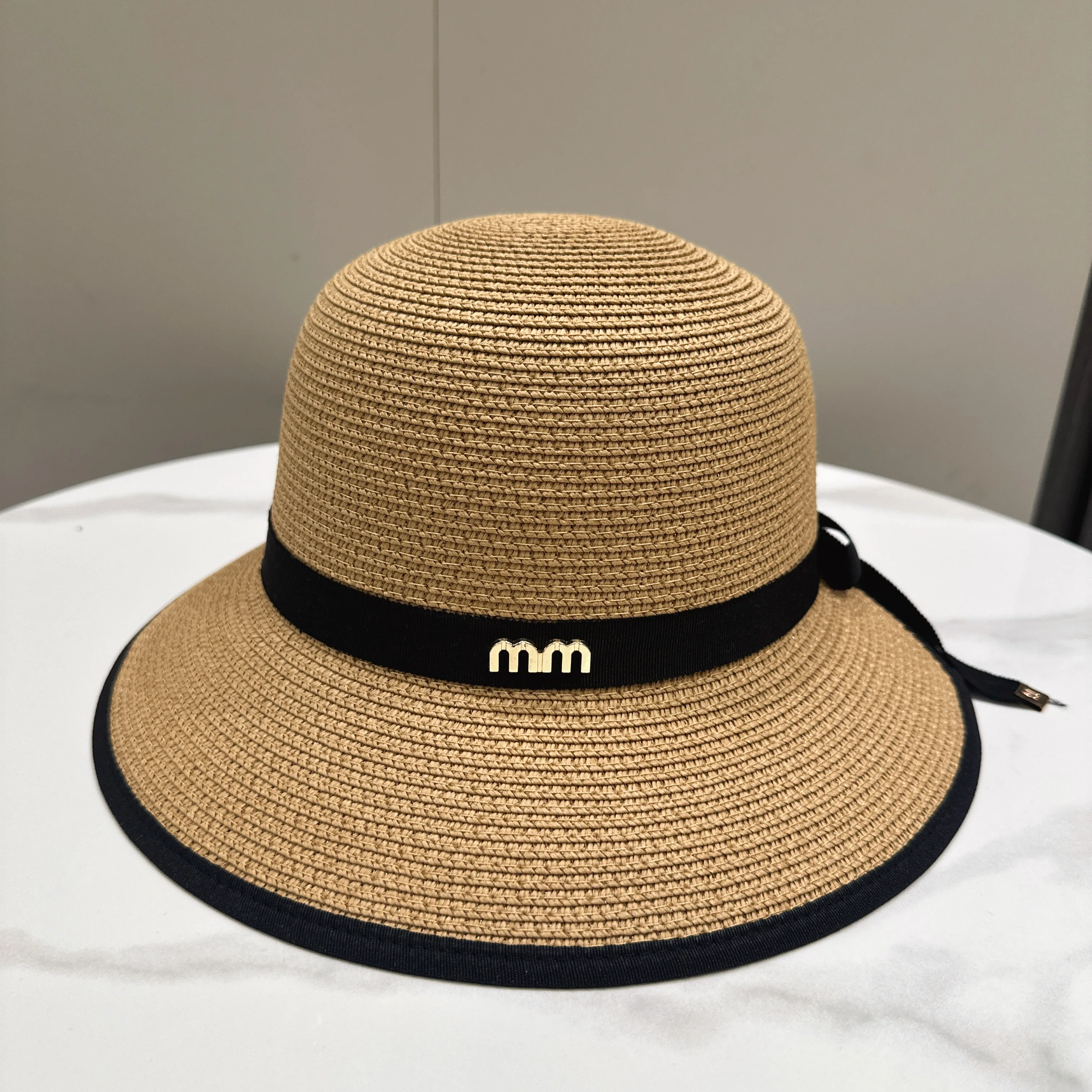 Neuer Fischerhut mit Kantenbündchen und Schleife, Strohkappen für Damen, perfekt für Sommer, Reisen, Einkaufen, Sonnenschutz und Sonnenschirmhüte – Detail 3
