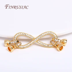 18K Gold Plated Inlaid Zircon Infinite Connector Clasps For 2-row Pearl Necklace Making,Beads Clasps Fastener DIY Jewelry Making