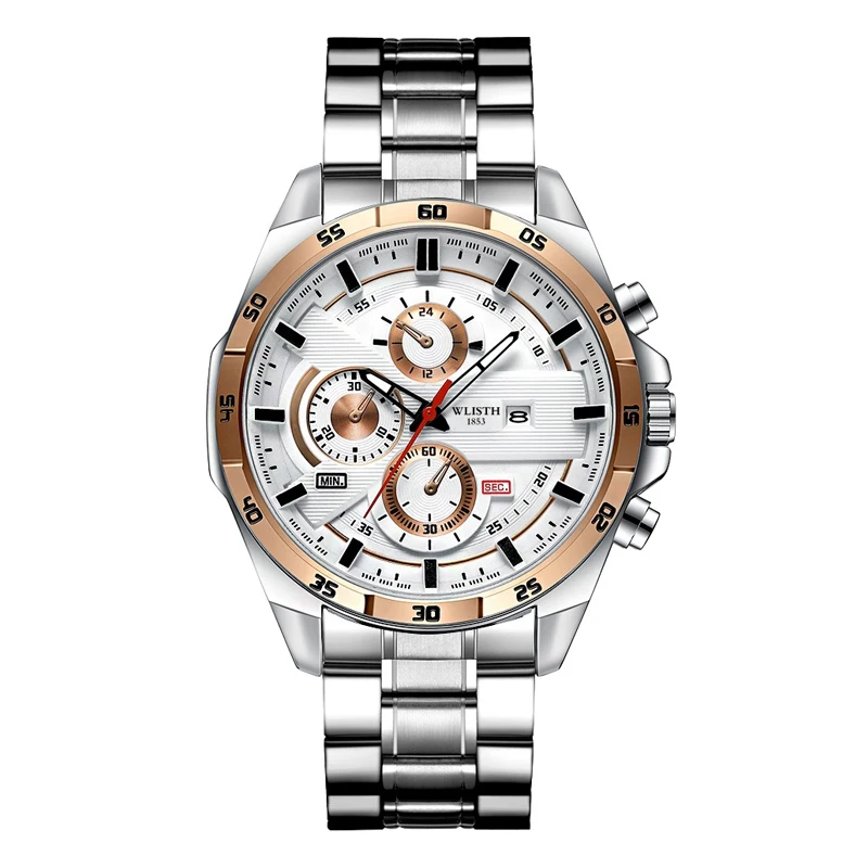 남성용 브랜드 스테인리스 스틸 시계 쿼츠 시계 남성 패션 시계 캐주얼 손목시계 비즈니스 시계