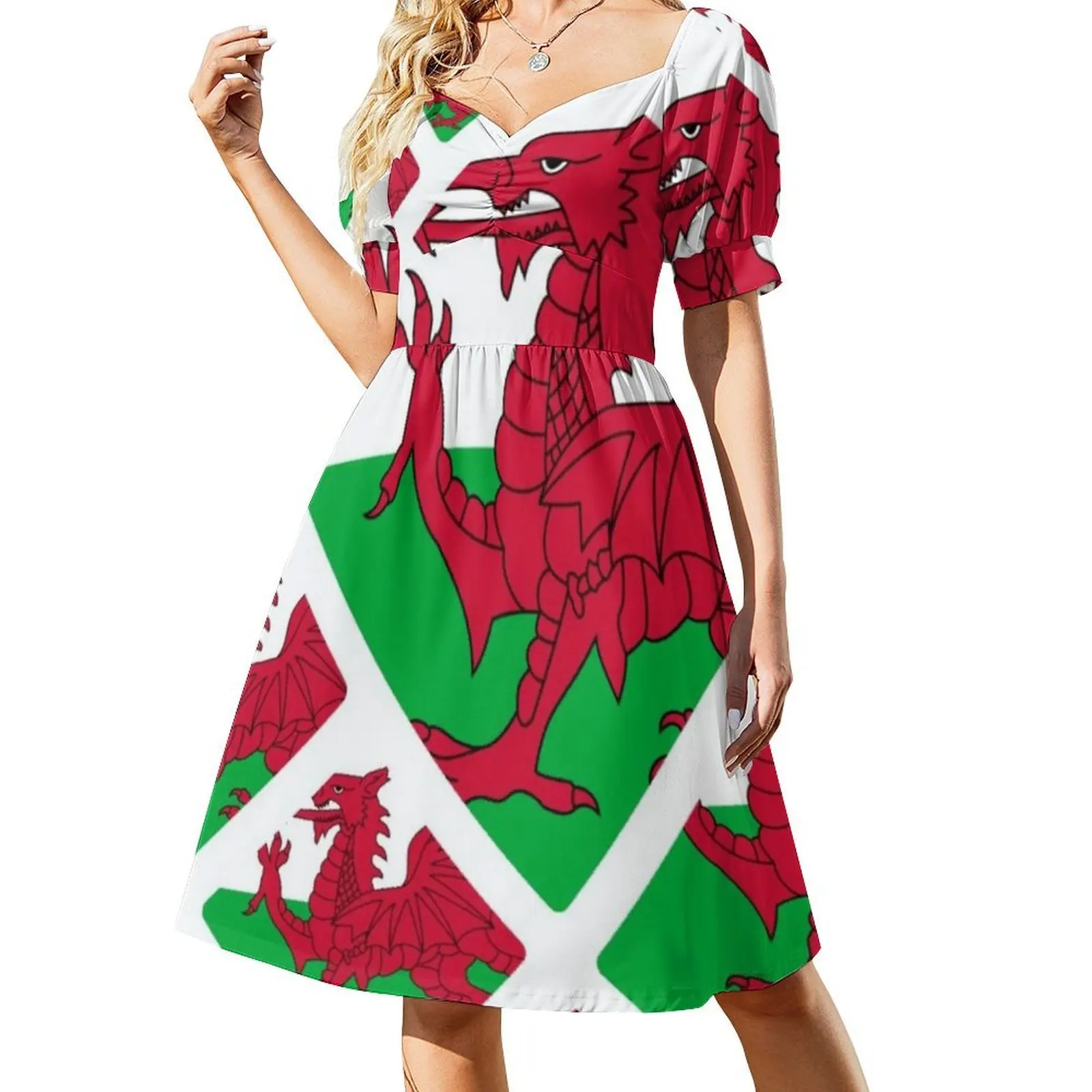 فستان حفلات نسائي بعلم الويلز ملابس الشارع الشهير ملابس نادي مطبوعة عصرية للنساء تصميم العلم الويلزي فساتين نسائية