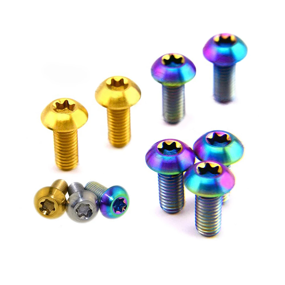 1pcs Titanium Alloy Screw GR5 M5x12mm Half Round Head Plum Blossom Bicycle Refit Screws