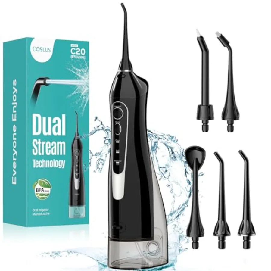 

Water Dental Flosser Teeth Pick C20: Portable Cordless Oral Irrigator 300ML Rechargeable Travel Irrigation Cleaner IPX7 Waterpr
