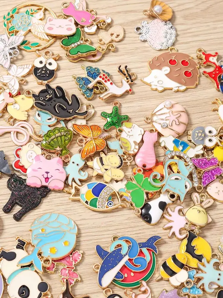 Tusember Mix Charms Emaille-Anhänger mit Katze, Hund, Fisch, Eule, Einhorn, Tieren für DIY handgefertigten Schmuck, Armbänder, Halsketten, Ohrringe – Detail 2