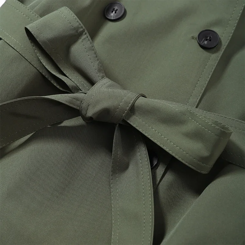 Frühlings-Damen-Trenchcoat mit Schnürung, Stehkragen, Doppelreihiger Knopfverschluss, Stilvolle Neue Damen-Jacke mit Langen Ärmeln, Streetwear-Oberbekleidung – Detail 5