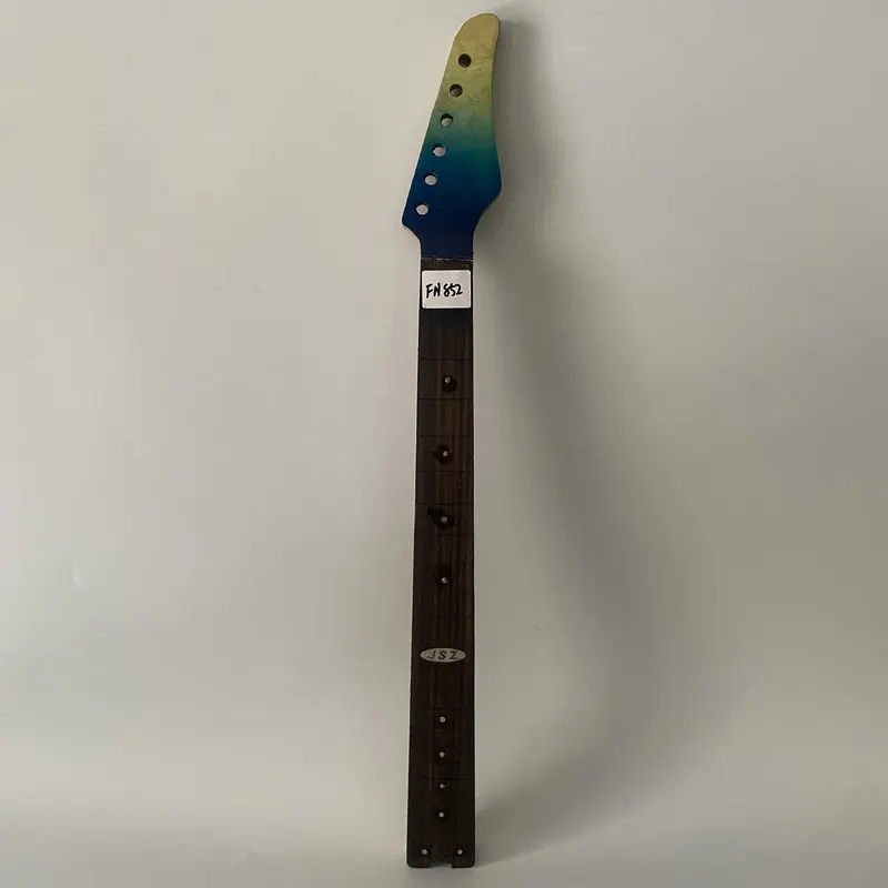 FN852 Semi Finishing 6 String Electric Guitar Neck Blue Quilted Maple Headstock Semi Finishing No Frets Right Hand with Damages