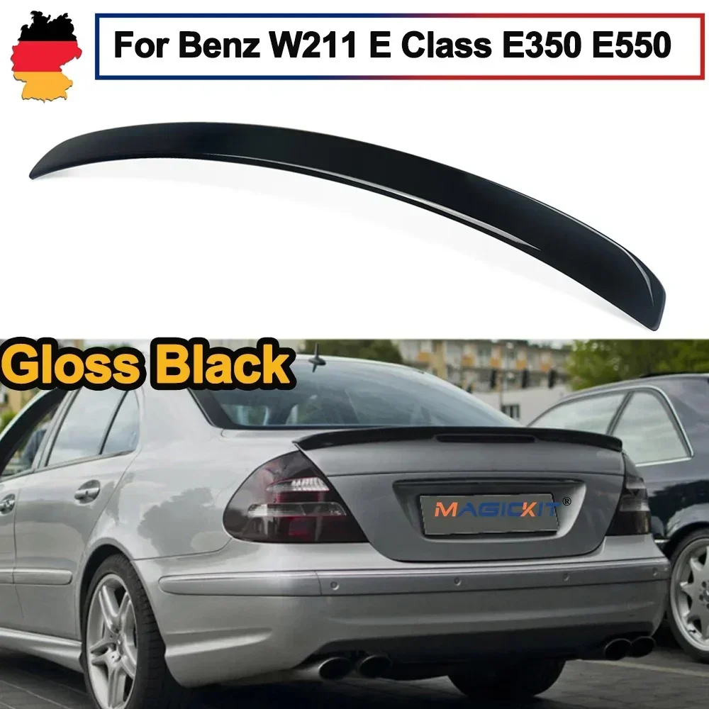 

MagicKit For Mercedes W211 E320 E350 2002-2009 AMG Style Gloss Black Rear Trunk Wing Spoiler Car Accessories