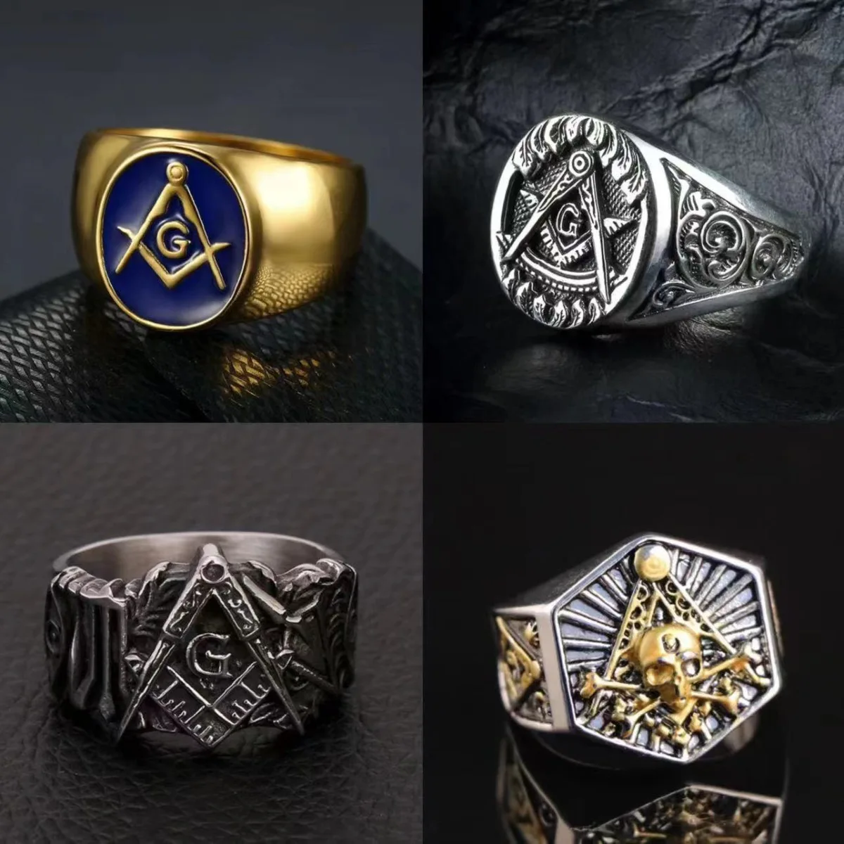 Vintage Freemasonry Rings for Men Stainless Steel Masonic Punk Jewelry Hiphop Mysticism Gift Charm Design Creative Accessories