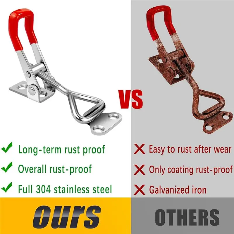 B03C-4 Pack Toggle Latch Clamp 4001 Adjustable 304 Stainless Steel Toggle Hasp Latches For Smoker Lid Jig Freezer Door