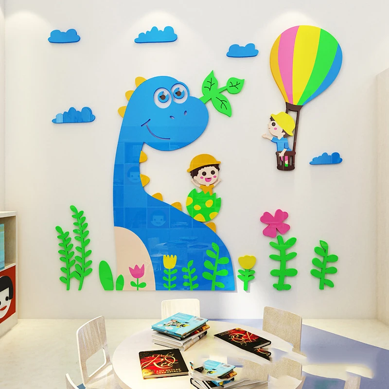 Cartoon Dinosaur 3D Three-Dimensional Acrylic Custom Children's Room Bedroom Kindergarten Decoration Stickers