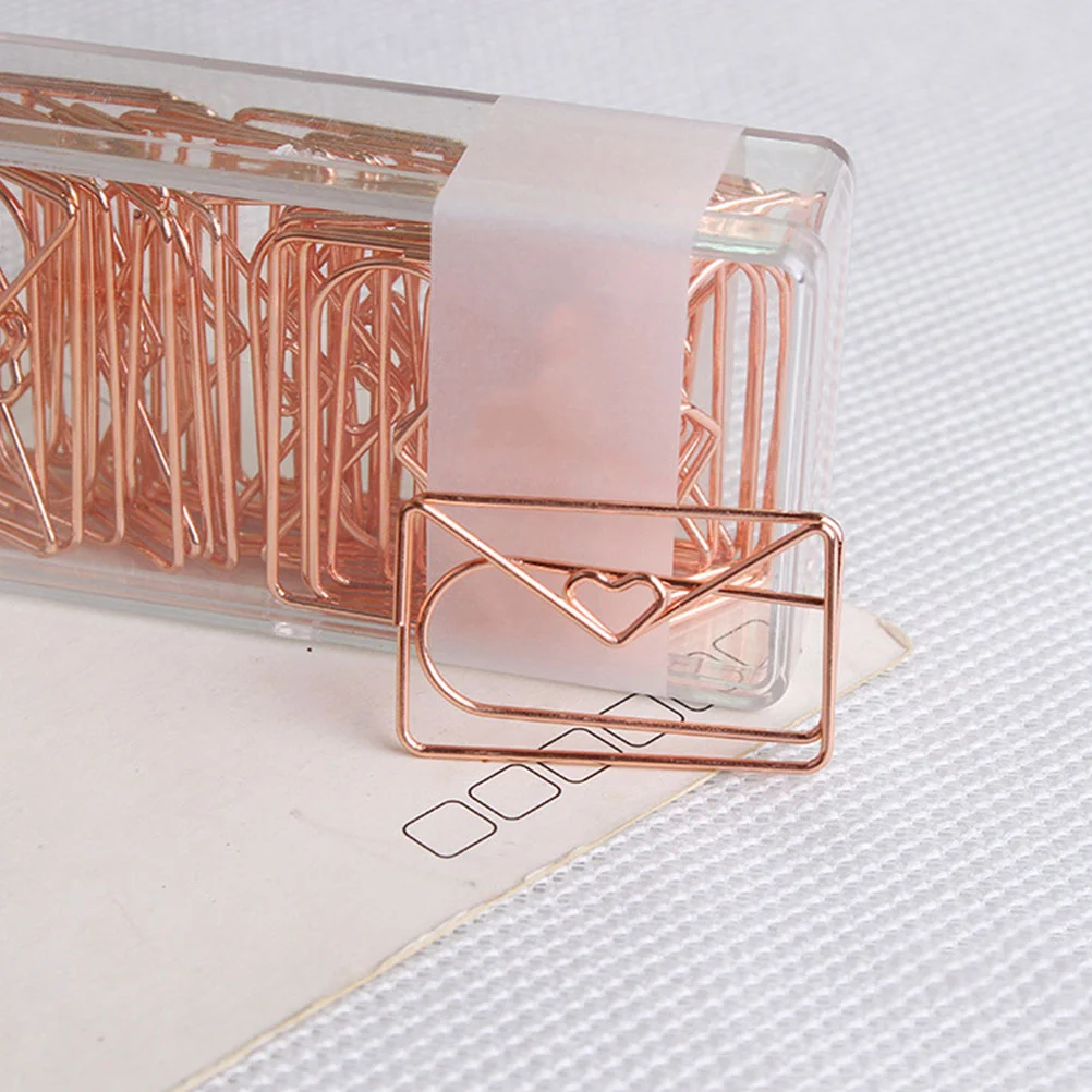 20pcs Love Envelope Label Clips Delicate Adorable Paperclips For Office Planner File Notebook Document Page Marker Stationery