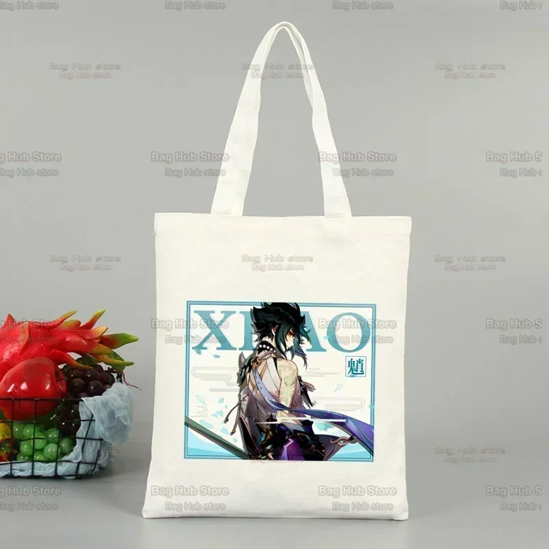 Genshin Impact Kawaii Funny Cartoo Graphic Print Canvas Shopper Bag Handbags Shopping Bags Shoulder Bag Handbag Eco Bag