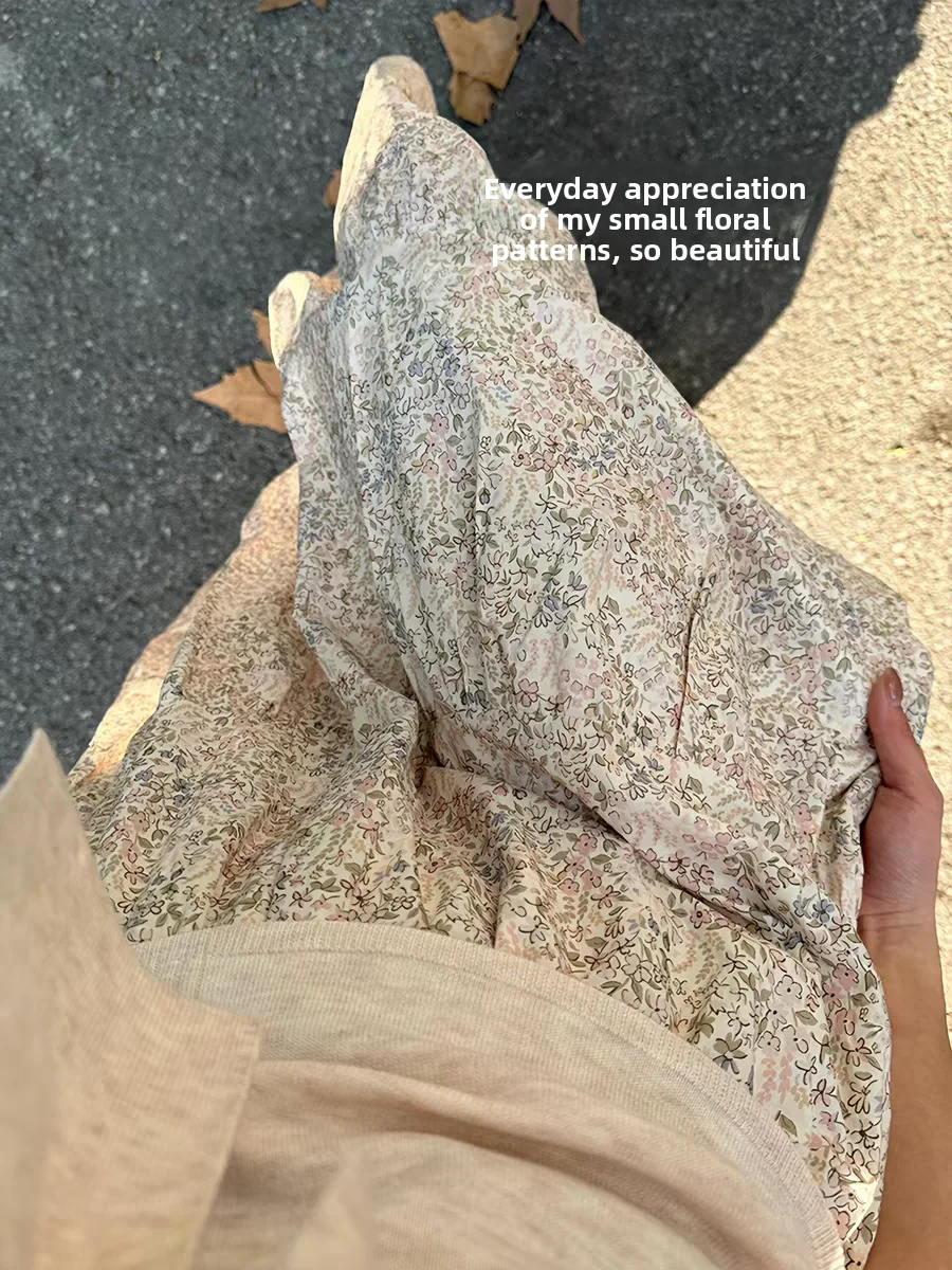 

Retro Floral Print High Waist f Skirt Women's Gentle Sle Slimming Small Size Commute Korean Loose Fit Spring Season