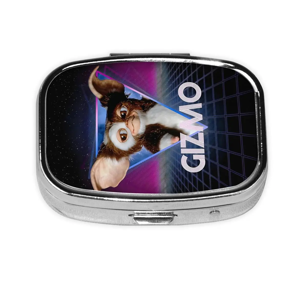 G-Gremlinses صندوق حبوب معدني مدمج موغواي مونستر رعب ريترو الخيال العلمي 2-مقصورة مربع علبة حبوب منع الحمل الحاويات للمحفظة