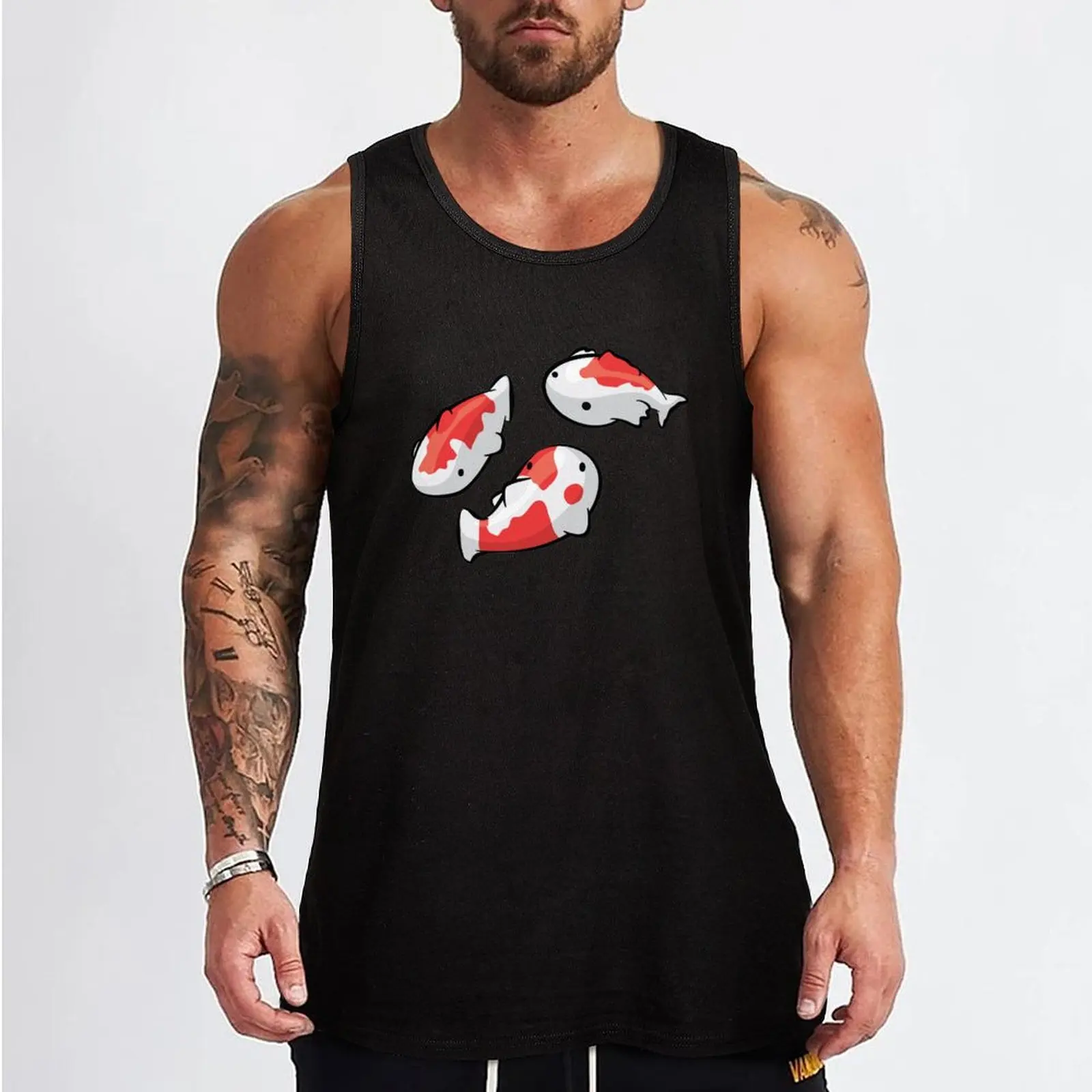 Cute Koi Fish Tank Top T-shirt male training weight vest Men's summer clothes