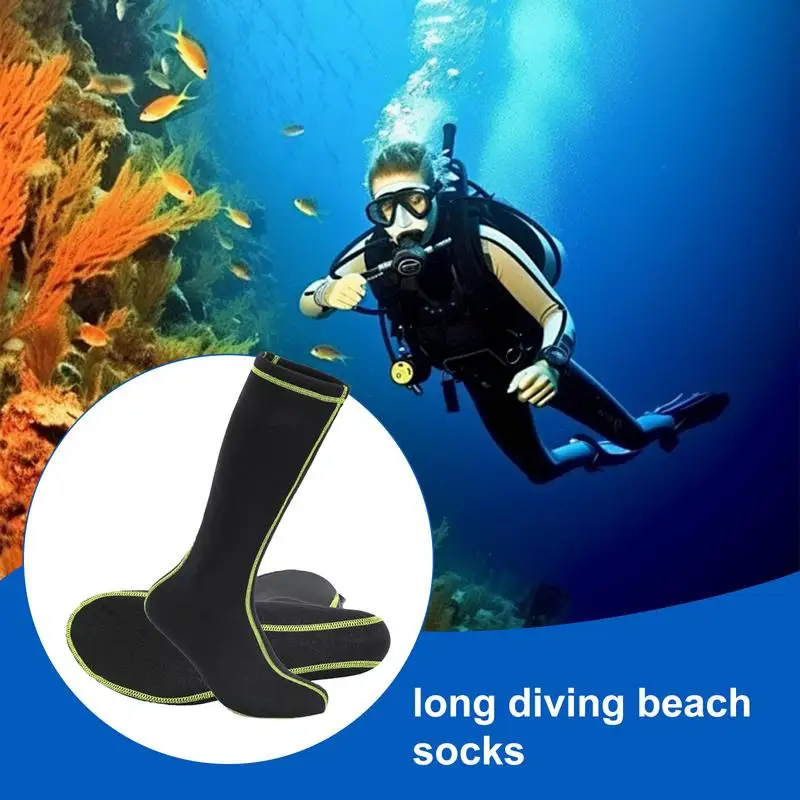 Neoprene Water Socks Non-Slip Neoprene Sand Proof Beach Volleyball Elastic Diving Socks Knee Length Long Socks For Swimming