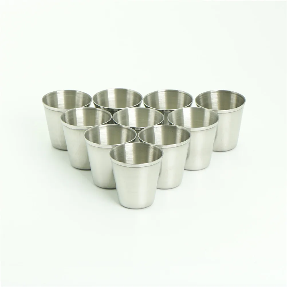 10pcs/set 30ml Polished Mini Silver Stainless Steel Wine Drinking Shot Glass Barware Cup