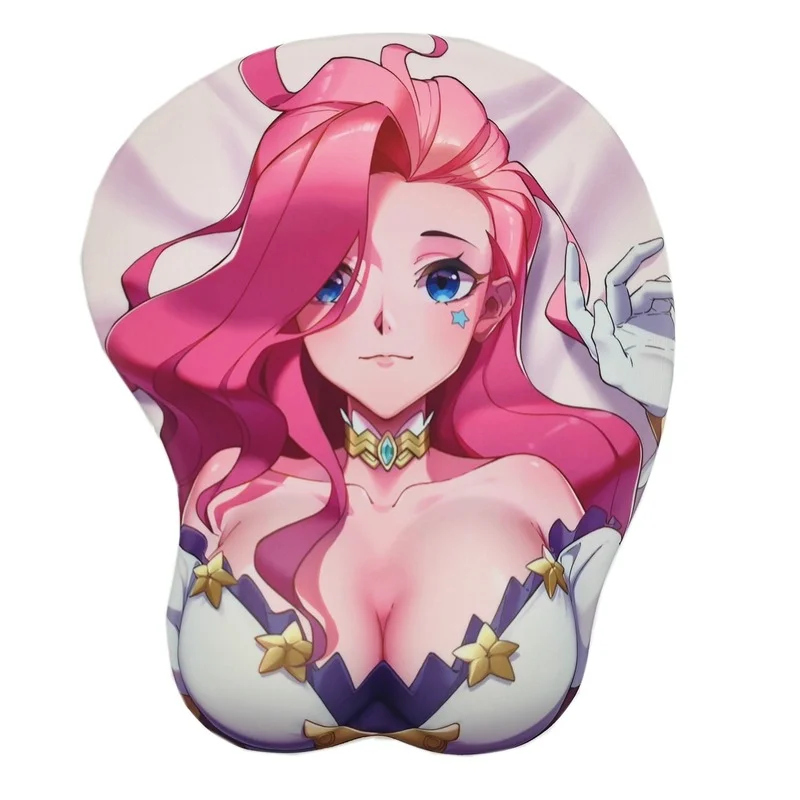 LOL  Seraphine Sexy Big Breast Gaming Anime 3D Mouse Pad Cute Manga Pad with Wrist Oppai Silicone Gel Boob Mat