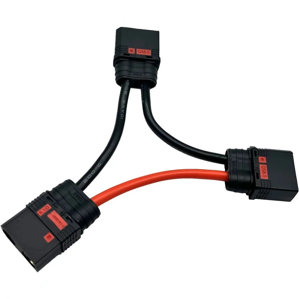 QS8 Series Connector 10AWG Fireproof Flower Model Aircraft Lithium Battery Adapter OneToTwo Conversion Cable For Helicopter