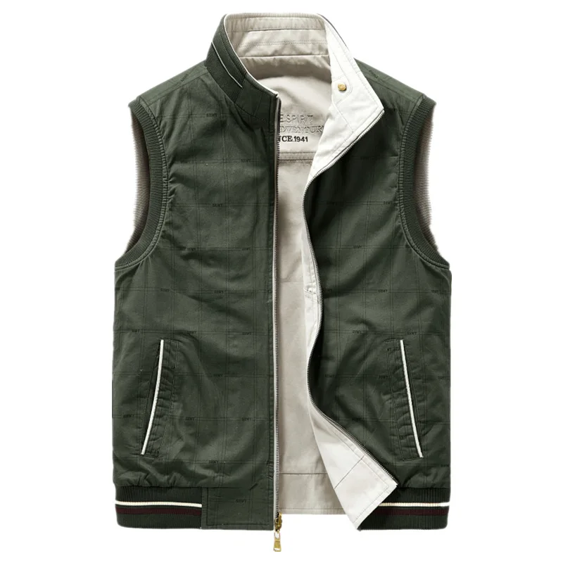 Multi Pockets Cotton Waistcoat Men Outdoor Men\'s Sleeveless Vest Casual Clothing Fashion Reversible Business Jackets 6xl 7xl 8xl