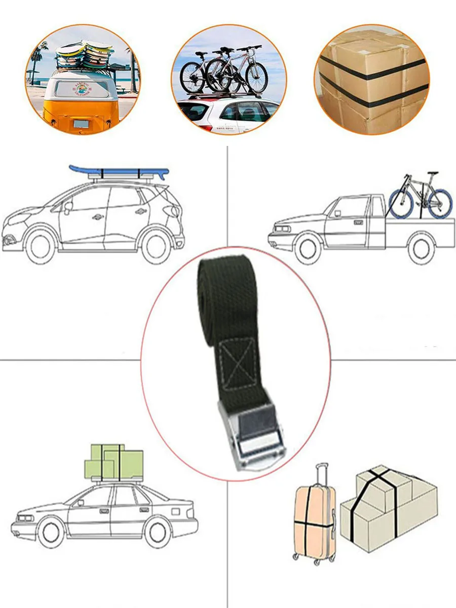 AliExpress NONE 5/10 pcs 1M Buckle Tie-Down Belt Cargo Straps For Car Motorcycle Bike With Metal Buckle Tow Rope Strong Ratchet Belt for Luggage