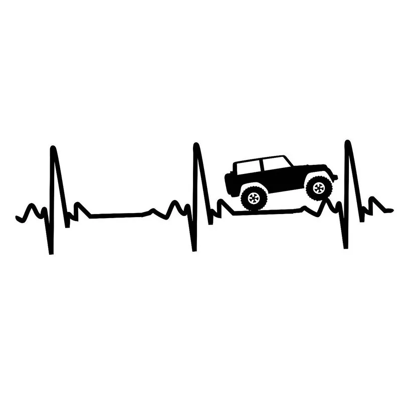 20.32x6.35cm Car Stickers Heart Beat EKG for Jeep Wrangler - Sticker / Decal for Car, Truck, Laptop 4x4