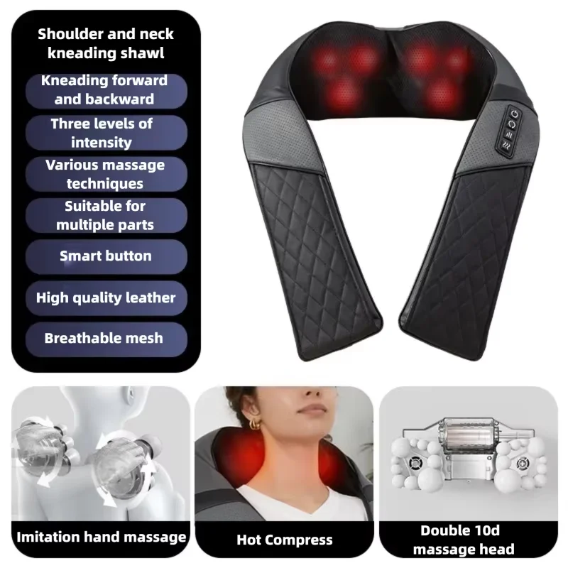 Jinkairui Heated Kneading Massage Shawl Multi‑Functional Shoulder & Neck Massager for Muscle Comfort Premium Gift