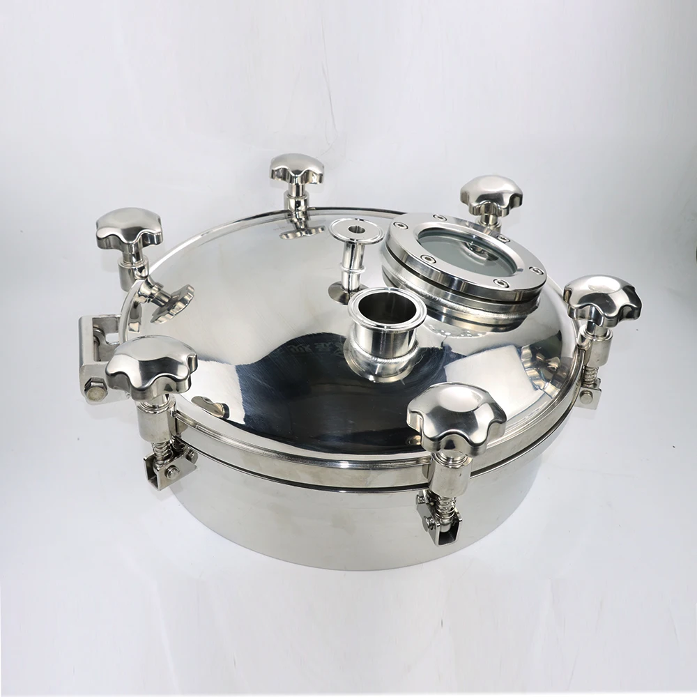 DN500 الفولاذ المقاوم للصدأ الصحي 304 316L فتحة الضغط المستديرة مع الزجاج #3