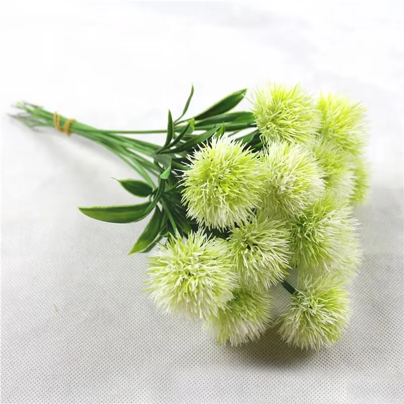 ดอกไม้จําลอง GreenPlantSingle Plant Dandelion ช่อดอกไม้ประดิษฐ์ตกแต่งห้องสีเขียวขนาดเล็กสดเครื่องประดับดอกไม้ประดิษฐ์