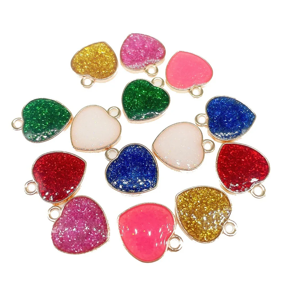 20 pcs/lot Fashion Alloy Gold Heart Pendant Accessories Charms for Women, Earrings/Necklace Handmade DIY Jewelry