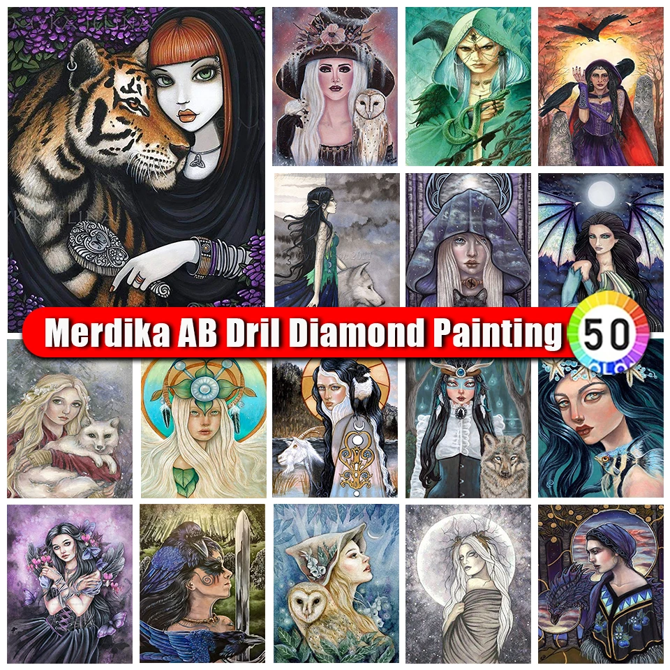 

Merdika Zipper Bag AB Diamond Painting Girl Anime Girls Diamonds Painting Cartoon Full Mosaic Cross Stitch Embroidery Room Decor