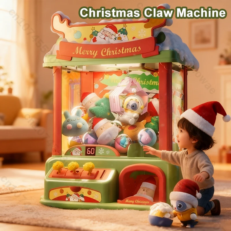 آلة مخلب عيد الميلاد آلات بيع صغيرة ممر مخلب لعبة جوائز لعبة دمية آلة تعمل لعبة مع هدايا ألعاب صوتية خفيفة