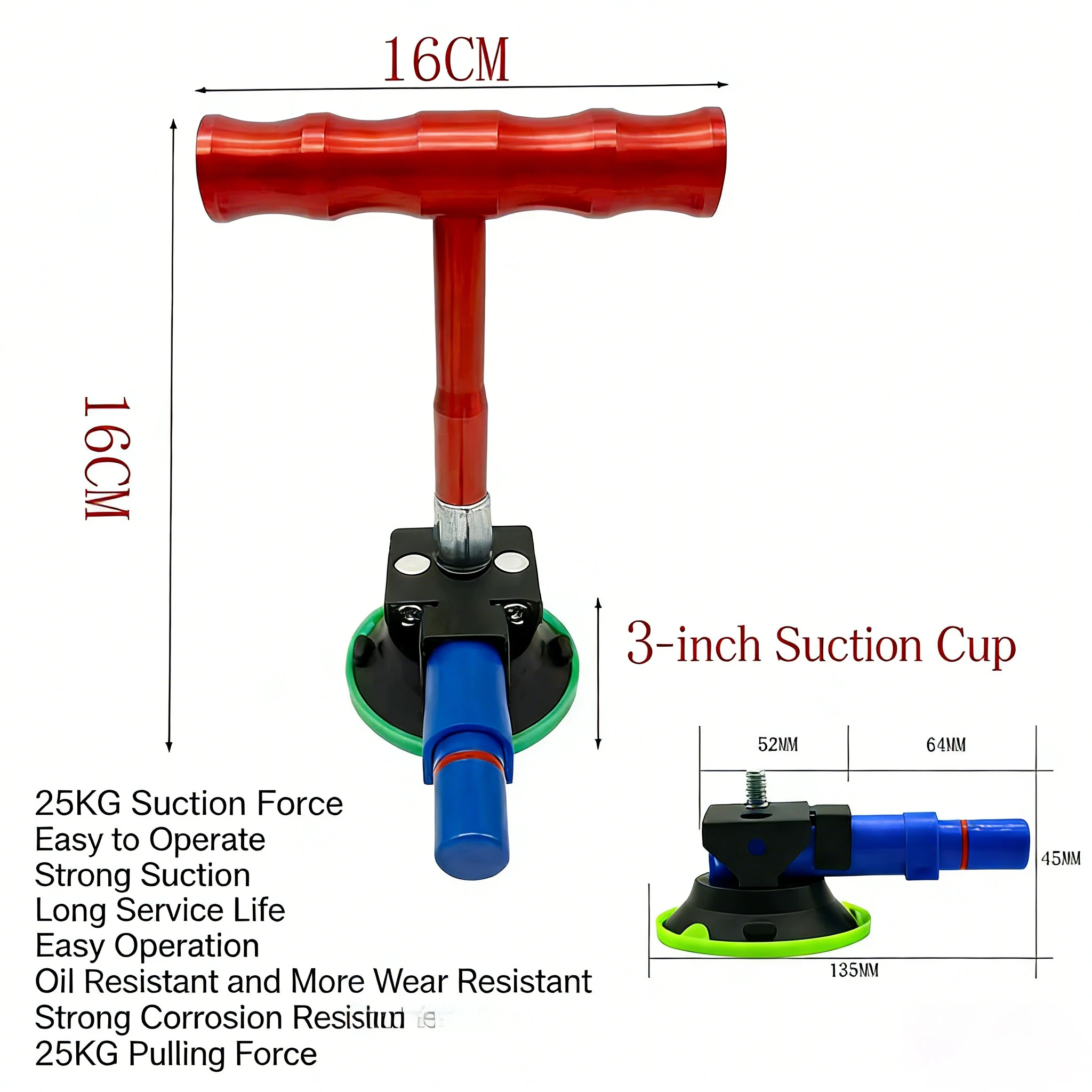 Powerful Vacuum Pump Car Dent Puller, T-Handle Paintless Dent Repair Kit, Upgraded Strong Suction Cup for Auto Body Hail Damage