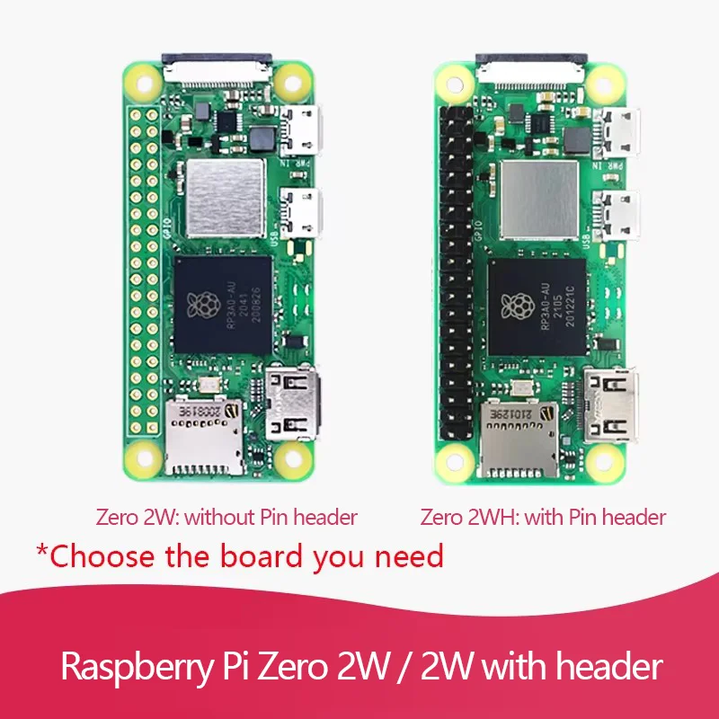 Raspberry Pi Zero 2W 1GHz Quad-core 64-bit Arm Cortex-A53 CPU 512MB SDRAM Bluetooth BLE&WiFi Pi 0 2 W with Pin Header Case Kit