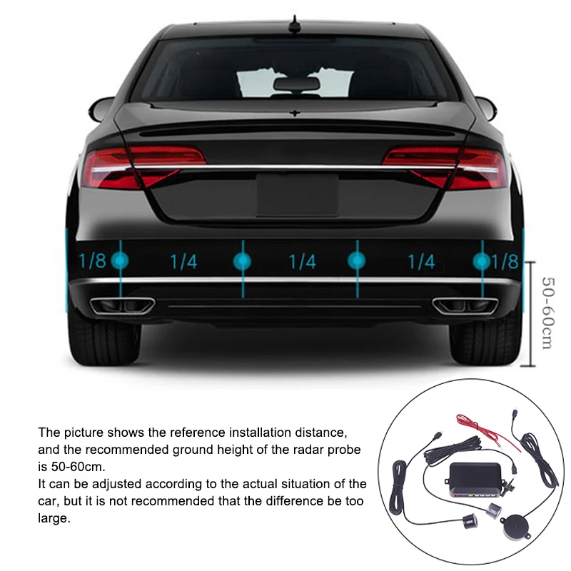 Parking Sensor 12V 22mm Car Parking Sensor Kit Universal 4 Sensor Buzzer Reverse Backup Radar Sound Alert Indicator Probe System