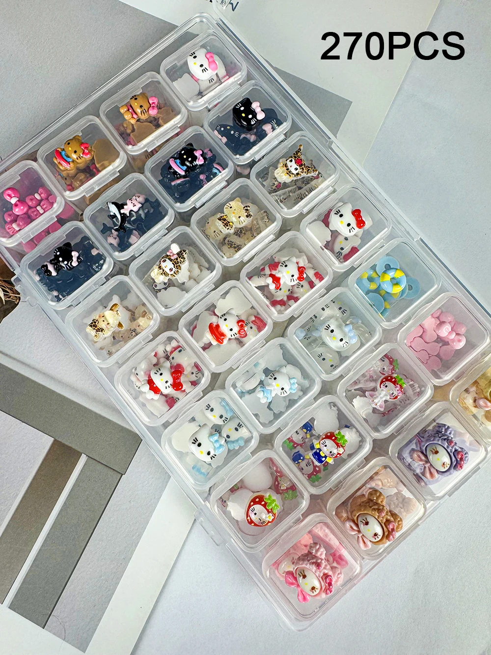 

280Pcs Leopard Print Kt Cat Nail Art Charms 3D Mixed Resin Cute Summer Black Skin Kt Cat Nail Decorations Manicure Parts Y2K