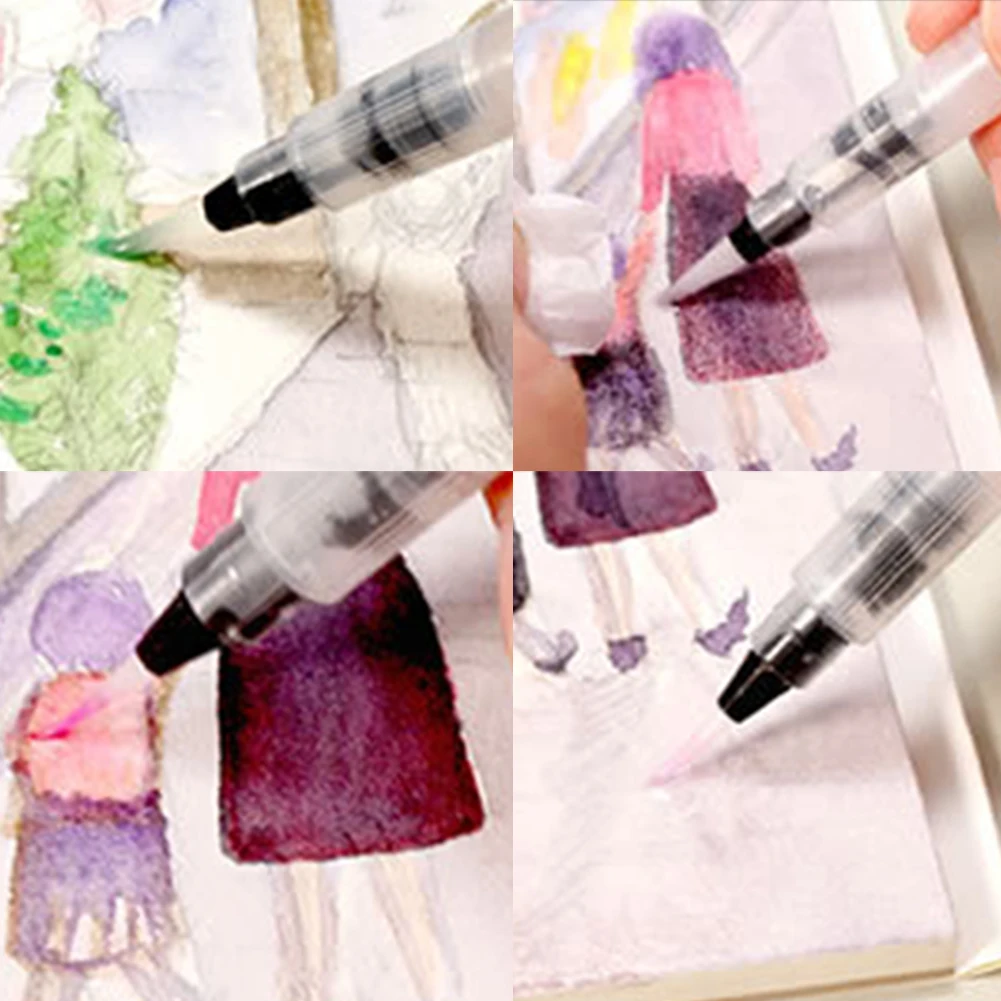 3pcs Art Painting Stationary Plastic Portable Kids Gift Watercolor School Students Doodling Durable Fountain Pen Set