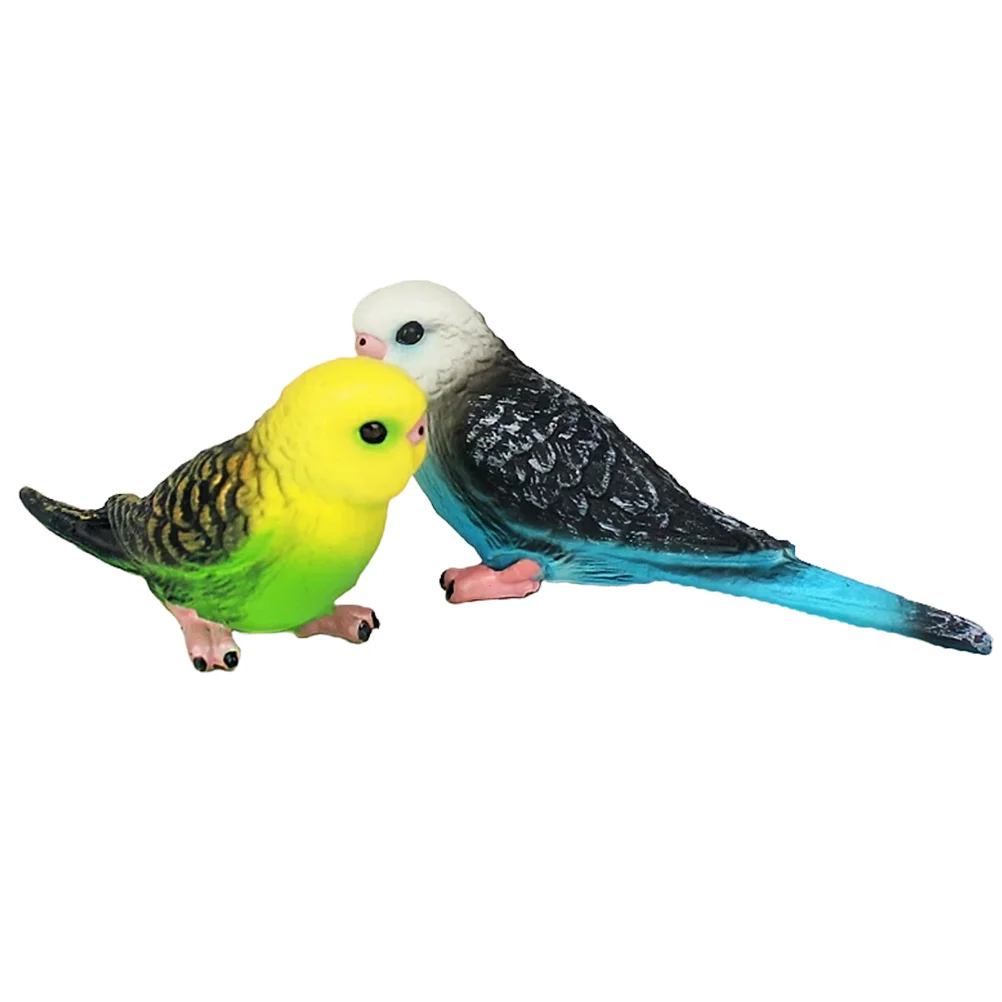 

2 Pcs Simulation Parrot Little Bird Fake Birds Models Artificial Ornaments Lifelike Plastic Small Child Garden Scene Decoration