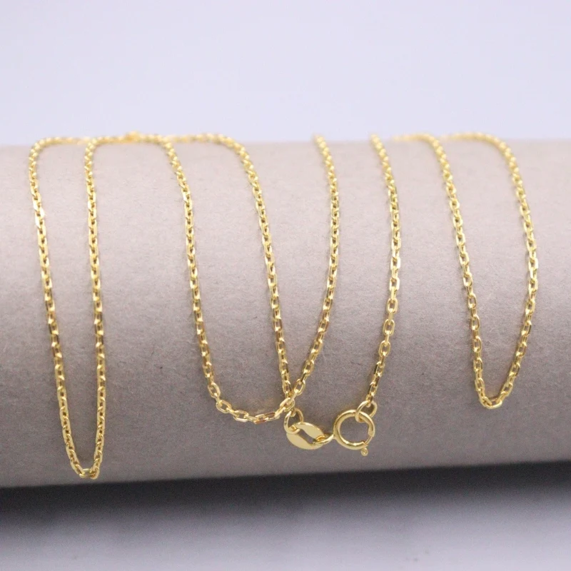 

AU750 Pure 18K Yellow Gold Chain Women 1.2mm Square O Link Necklace 2.9-3g /19.7inch