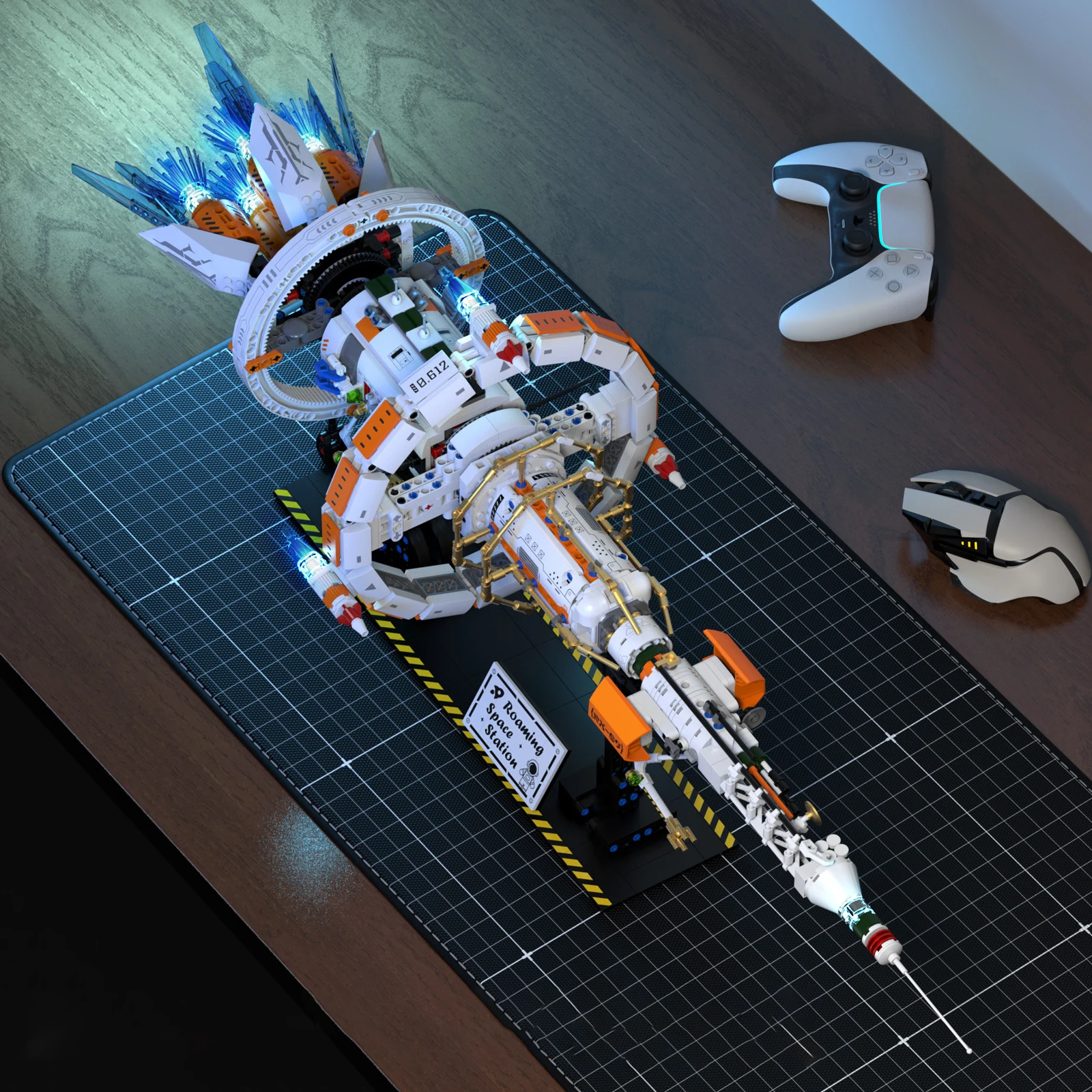 

Space Exploration Series Building Block Model Space Station with Thruster and Bracket Creative Desktop MOC Ornaments for Adults