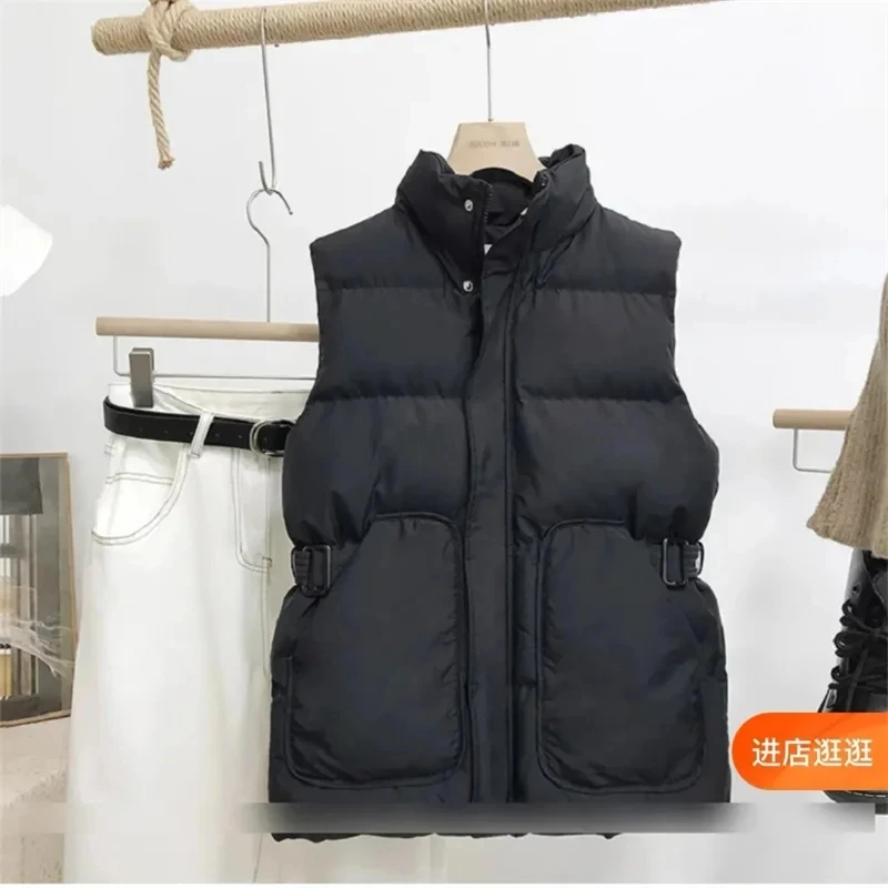 AutumnWinter Frivolous Down Cotton Vest Coat Female New Fashion Trend Stand Collar Waistcoat Waist Joker Sleeveless Jacket Top