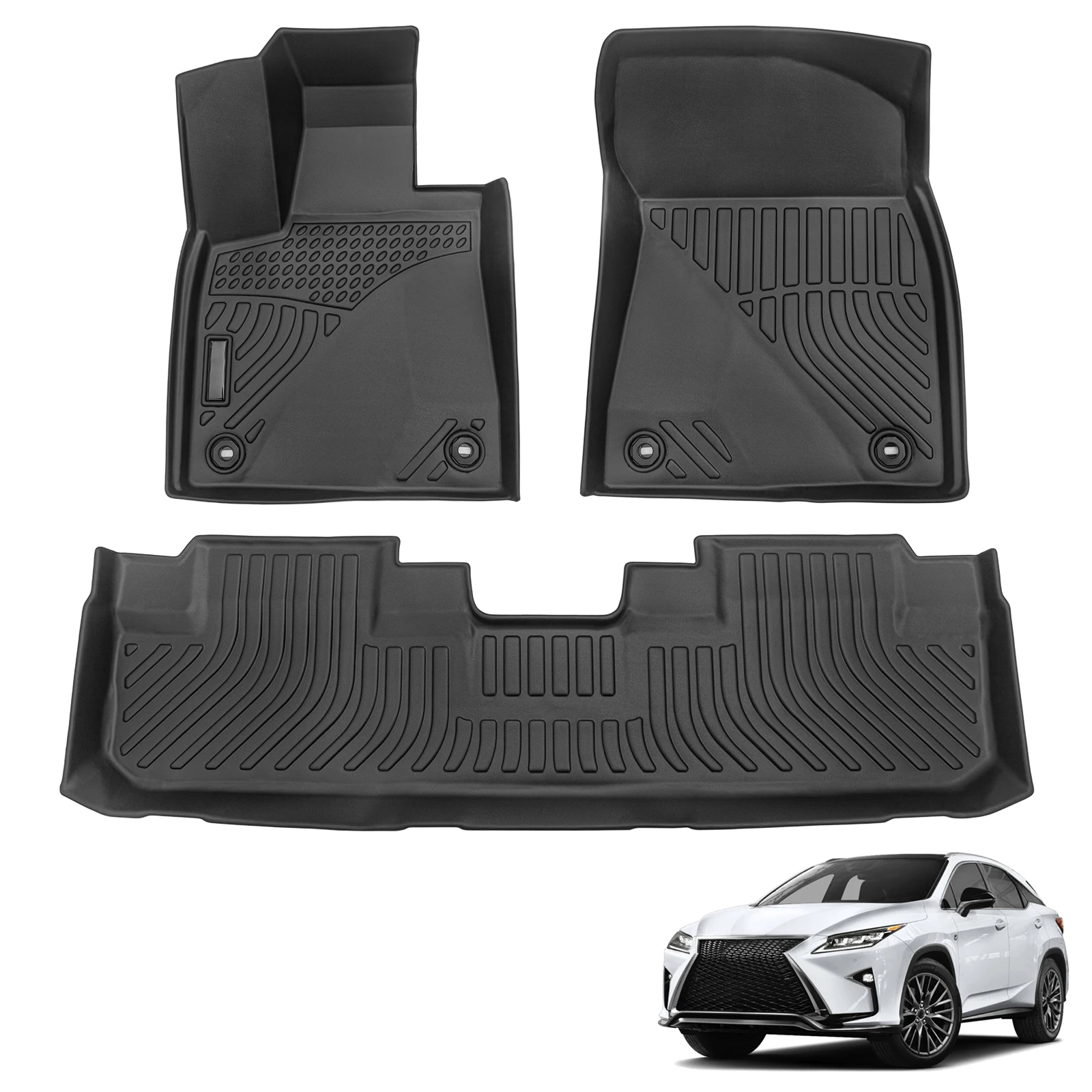 

All Weather TPE Floor Mats 2 Row Liner Set Black for 2016-2022 Lexus RX