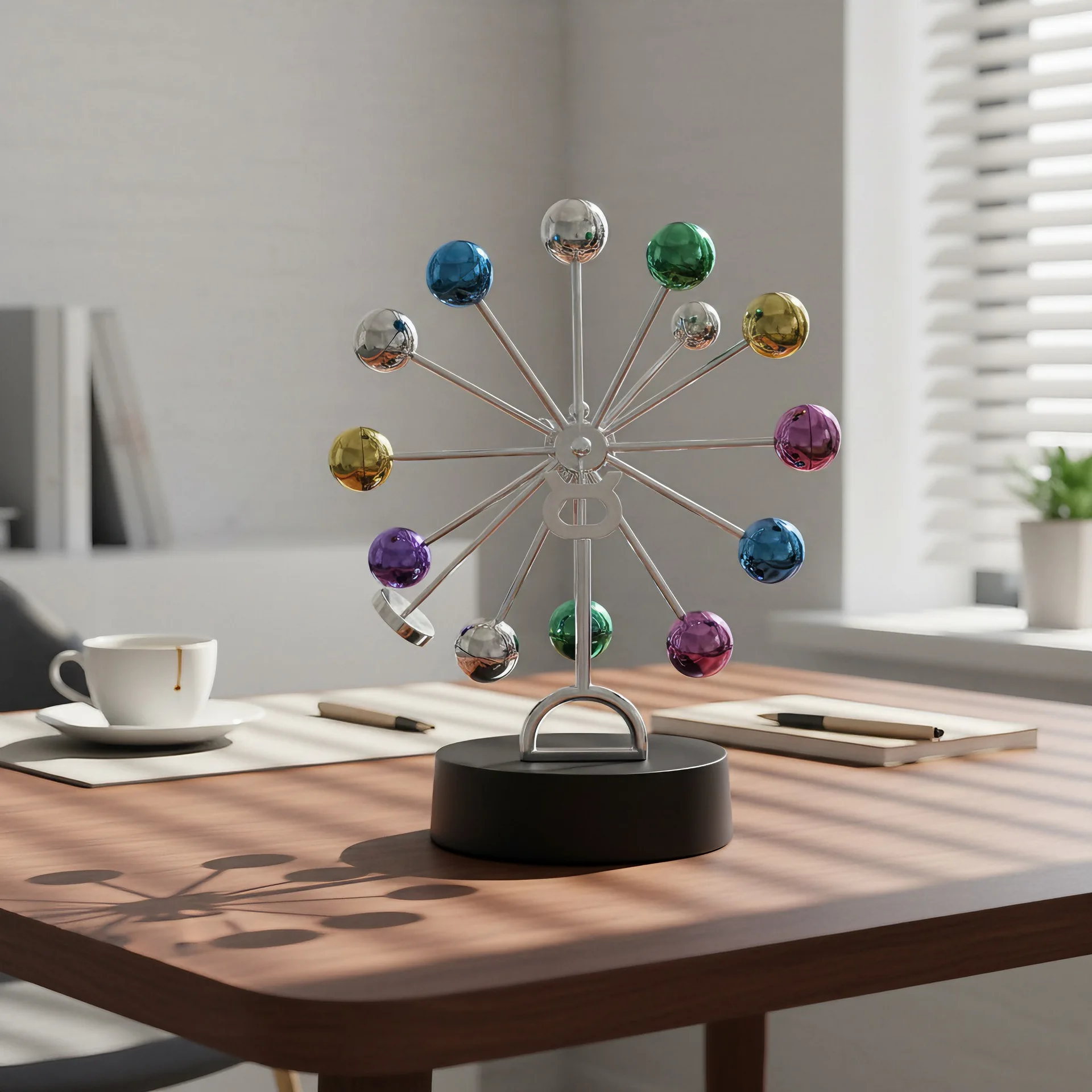 Ferris Wheel Perpetual Motion Apparatus Creative Rotating Simple Newton Pendulum Ball Physical Magnetic Balance Wobbler Gifts view 3
