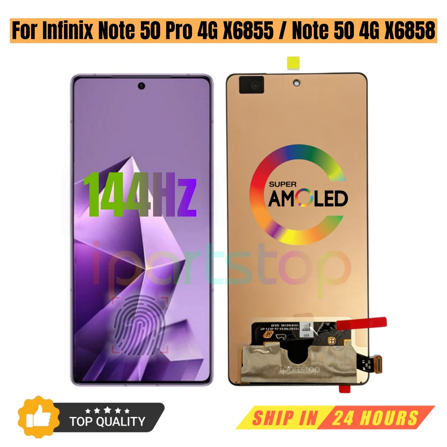 iparts-replacement-new-display-for-infinix-note-50-pro-4g-x6855-note50-x6858-144hz-amoled-touch-screen-with-frame-assembly-oem
