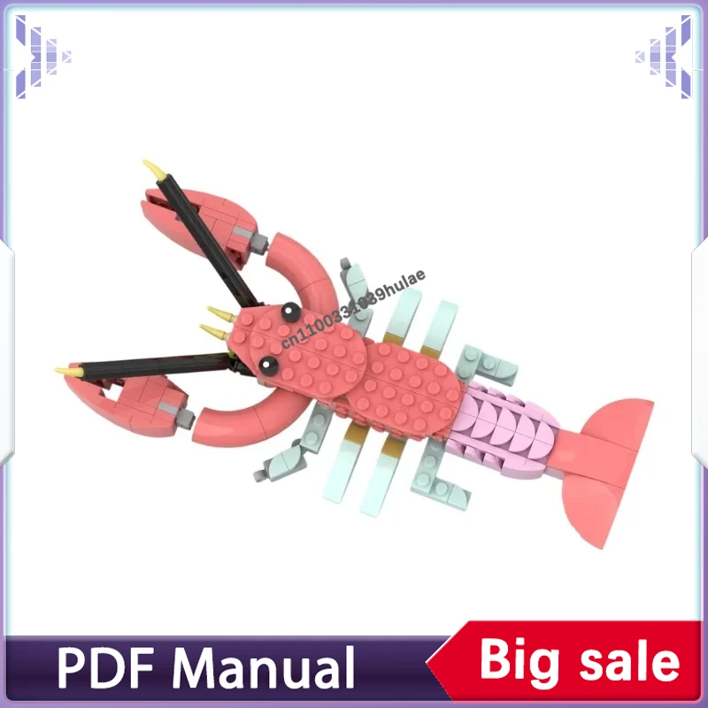Freshwater Crayfish MOC Building Blocks Realistic Aquatic Creature Model DIY Bricks Toy For Marine Hobby Fans Desktop Display