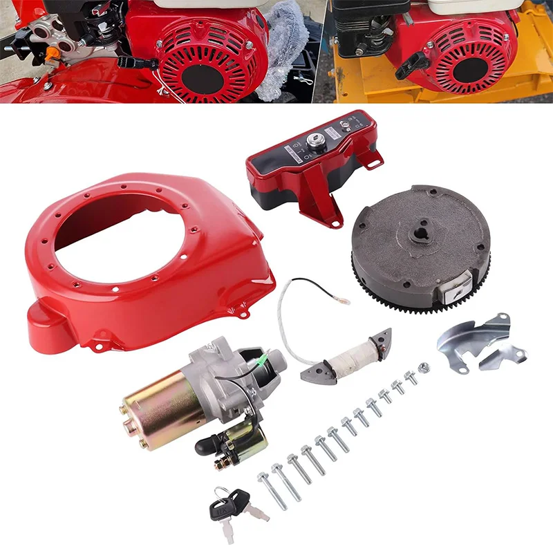 Electric Starter Motor Kit 168F For Honda GX200 6.5HP GX160 5.5HP For LiFan 170F 2KW Solenoid Flywheel Switch Box Charging Coil