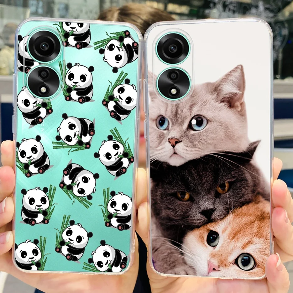 For Oppo A78 4G Case Cute Cat Panda Cartoon Cover Soft Silicone Phone Case For Oppo A78 A 78 OppoA78 4G CPH2565 Back Cover Coque